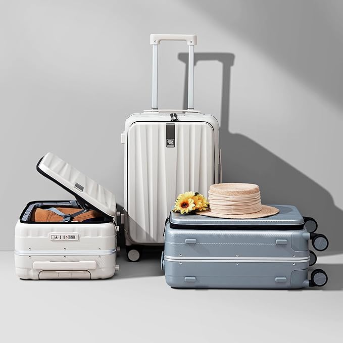 Hanke 26 Inch Large Checked Luggage PC Hard Shell Luggage Top Opening Travel Luggage Suitcases with Wheels for Woman Men.(Grey)