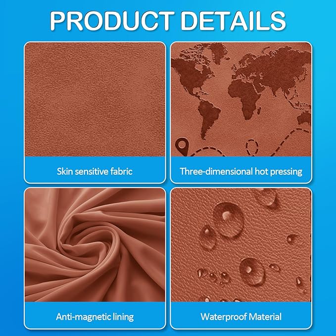 Passport Holders, RFID Blocking Credit Card Holder, PU Leather Passport Holders for Travel with Magnetic Buckle, Travel Must Haves Cruise Ship Essentials for Men, Women (Brown)