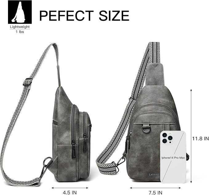 7L Sling Bag for Women Men Leather Small Sling Backpack Daypack Anti Theft Fanny Pack Crossbody Purse Travel