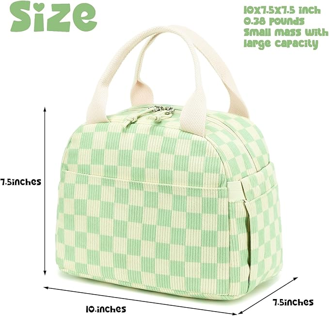 Bluboon Lunch Box for Women men Insulated Cute Corduroy Lunch bag, Reusable Cooler Bag for Work, Picnic, Travel