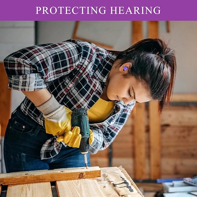 30Pair Soft Foam EarPlugs, 32dB Disposable Sound Blocking Noise Cancelling Ear Plugs for Concerts Loud Music/Shooting Guns/Work Construction, Hearing Safety Protection(Purple)
