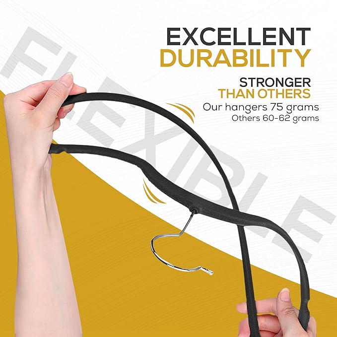 Premium Black Velvet Hangers 30 Pack – Space Saving Felt Hanger, Non Slip Clothes Hangers for Closet, Heavy Duty Hanger for Coats, Shirts & Pants, 360° Swivel Hook, Hold Up to 10lbs