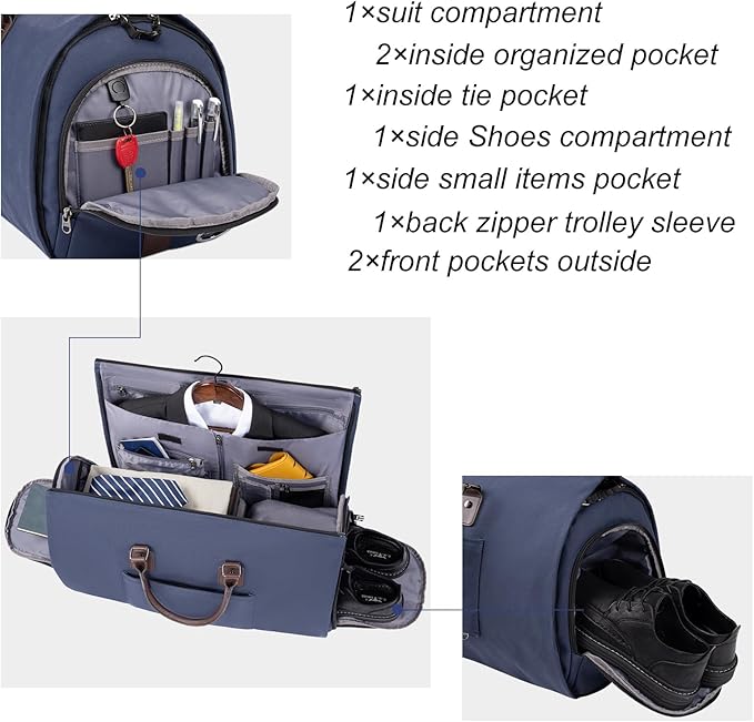 Modoker Garment Convertible Weekender Bag,Carry on Canvas Garment Duffle Bag Heavy Duty Overnight Bags for Men Women