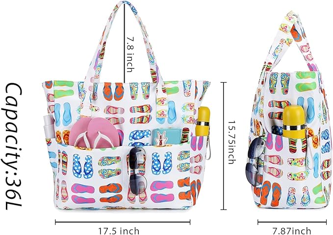 Waterproof Beach Tote Pool Bags for Women Ladies Extra Large Gym Tote Carry On Bag With Wet Compartment for Weekender Travel