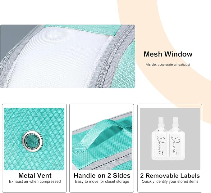Comforter Storage Bag - Large Capacity Bedding Storage Bags Ultra Space Saving Self Compression Organizer, Washable Compression Bags for Storage Comforter Blanket Duvet Pillow, 2-Pack, Blue