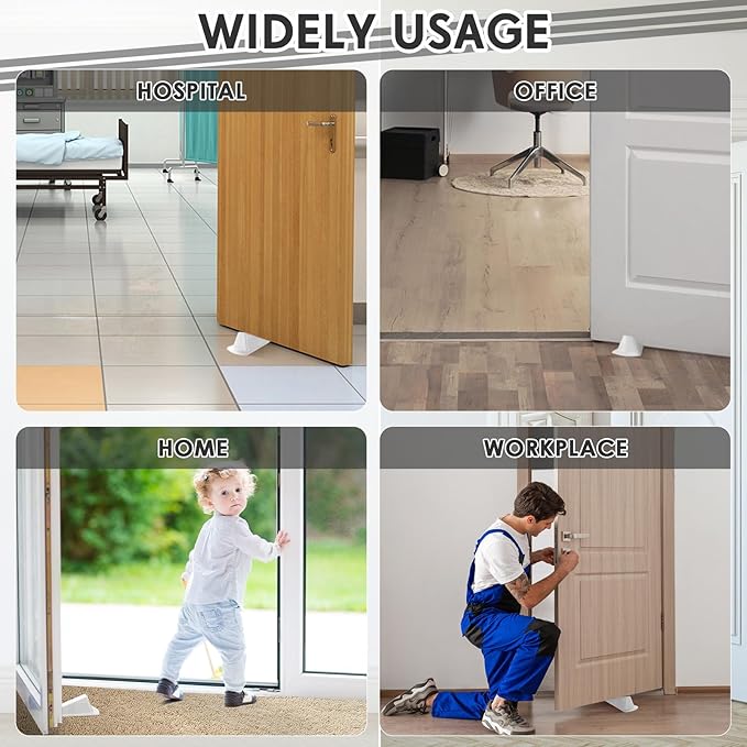 Frienda 8 Pcs Jumbo Door Stoppers Heavy Duty Door Stopper Tall up to 2inch Tall Wedge TPR Large Wedge Stackable Big Rubber Doorstop for Hotel Carpet Hardwood Concrete and Tile (White)