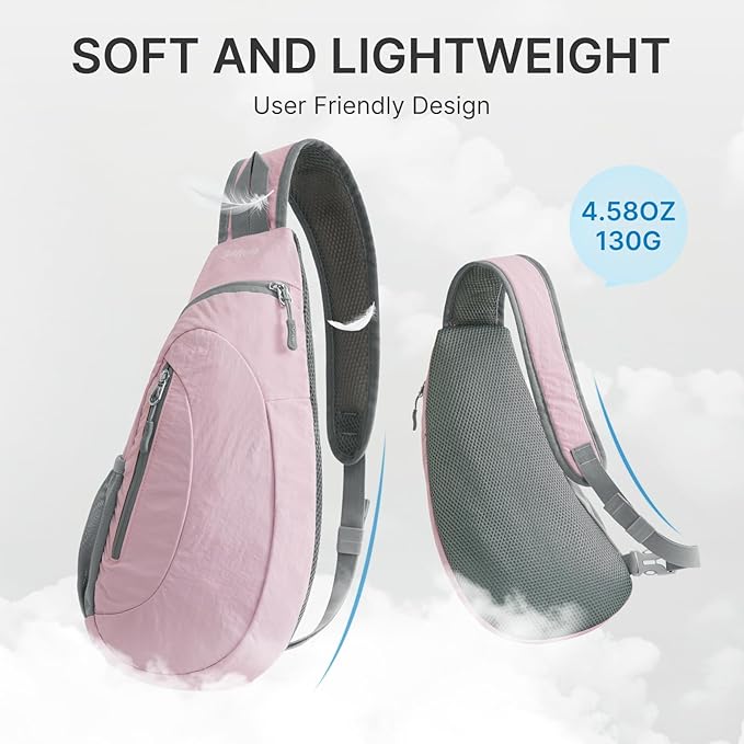 G4Free Sling Bag for Men Women, Small Crossbody Backpack Lightweight Chest Shoulder Bags for Travel, Outdoor and Sports (Pink)