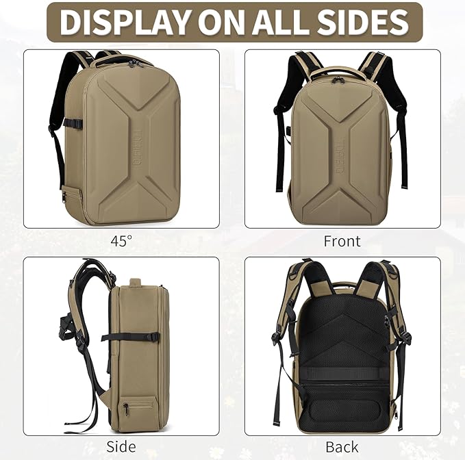 TORIBIO Camera Backpack, Hardshell DSLR Photography Camera Bag, Waterproof Hard Shell Camera Case with Tripod Holder & 15.6" Laptop Compartment Compatible with Canon/Nikon/Sony/DJI Mavic Drone