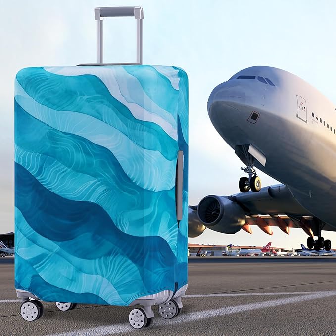 Travelkin Luggage Covers For Suitcase Tsa Approved,Suitcase Cover Protector Fit 18-32 Inch Luggage (Blue Wave, S)