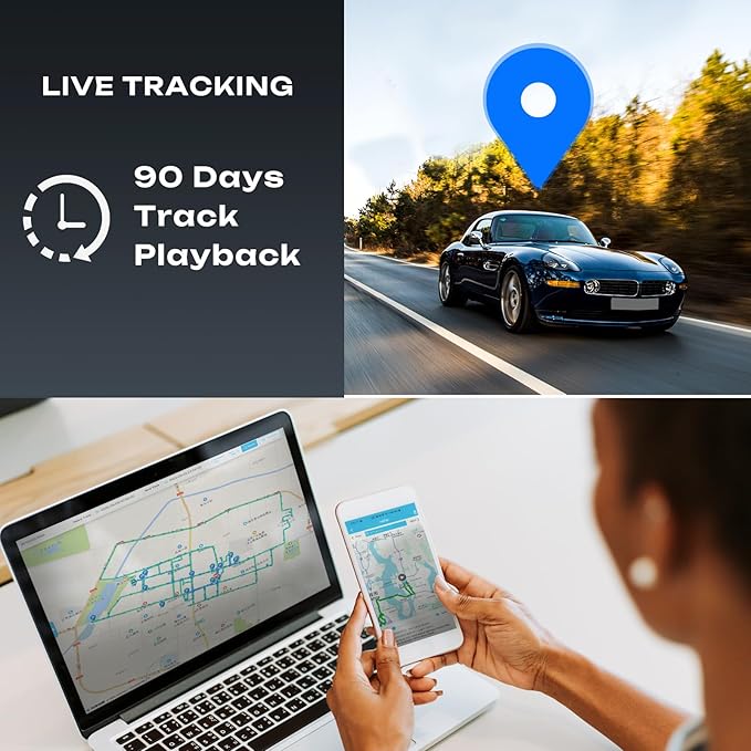 4G LTE GPS Tracker for Vehicles & Cars 90-Day Battery Life, Real-Time Tracking & Geo-Fencing Alerts, USA/Canada Coverage Multi Alerts with Car Tracker Design (Subscription Required)