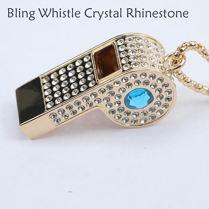 Whistle,Rhinestone Sports Whistle with Keychain for Coach/Referee/Training/Lifeguard/Teachers(Gold)