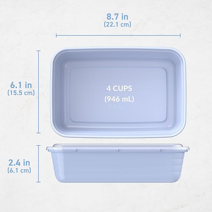 Bentgo 20-Piece Lightweight, Durable, Reusable BPA-Free 1-Compartment Containers - Microwave, Freezer, Dishwasher Safe - Periwinkle