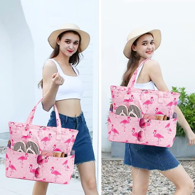 Waterproof Beach Tote Pool Bags for Women Ladies Extra Large Gym Tote Carry On Bag With Wet Compartment for Weekender Travel