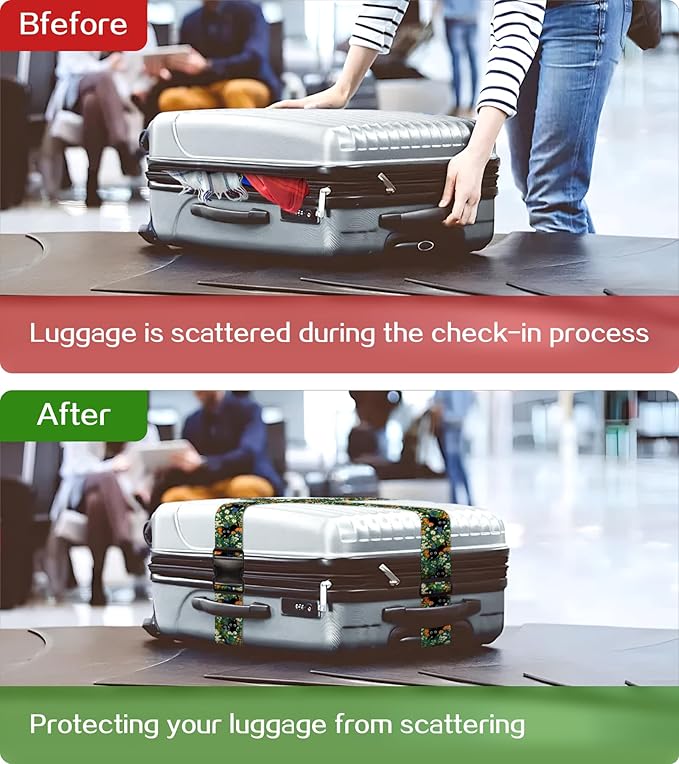 Luggage Straps for Suitcases Travel Belt Luggage Band Heavy Duty Traveling Luggage Identifier Cute Women Girls Unique Accesory,