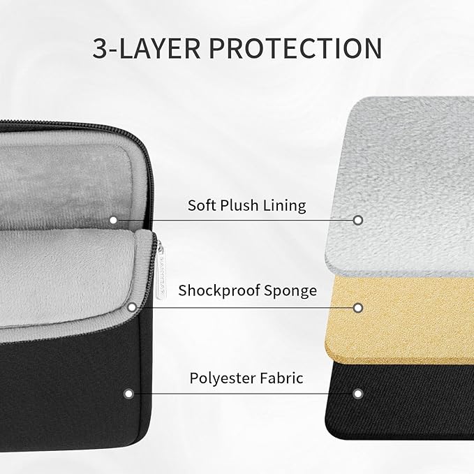 RAINYEAR Laptop Sleeve Case with Front Pocket, 11-13 Inch Protective Portable Case with Front Pocket, Briefcase Laptop Bag Cover Compatible with MacBook Air/Pro, HP, Dell, Lenovo, Acer, Black