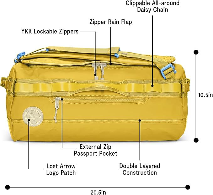 Baboon to the Moon Go-Bag Small 40L – Detachable Straps, Small Duffle Bag for Travel, Gym Bag for Women, Mens Travel Bag, Duffel Bags for Traveling, Travel Duffel Bags for Women (Amber)