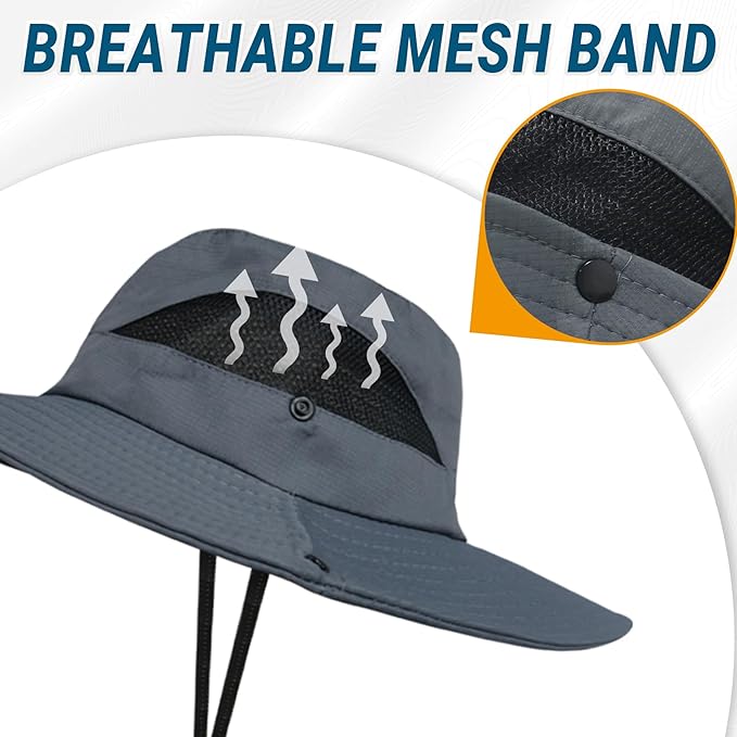 NPQQUAN Ponytail Sun Bucket Hats for Women Men Wide Brim UPF 50+ Fishing & Beach Hats