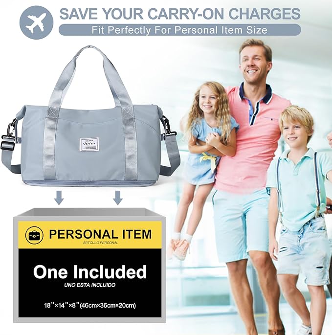 Travel Duffel Bag, Sports Tote Gym Bag, Shoulder Weekender Overnight Bag for Women
