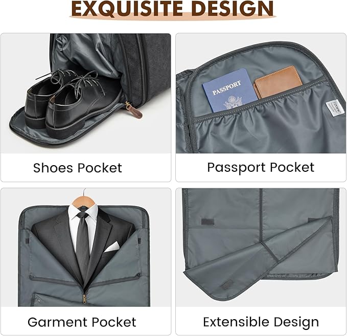 S-ZONE Garment Bags for Travel Convertible Garment Duffle Bags for Travel Suit Carry on Luggage for Men Hanging Suitcase