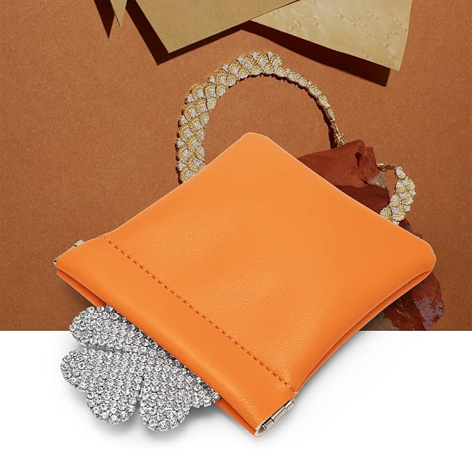 PU Leather Jewelry Travel Bag Leather Jewelry Pouch Christmas,Wedding Party Favor Gift Bag (S, Orange)