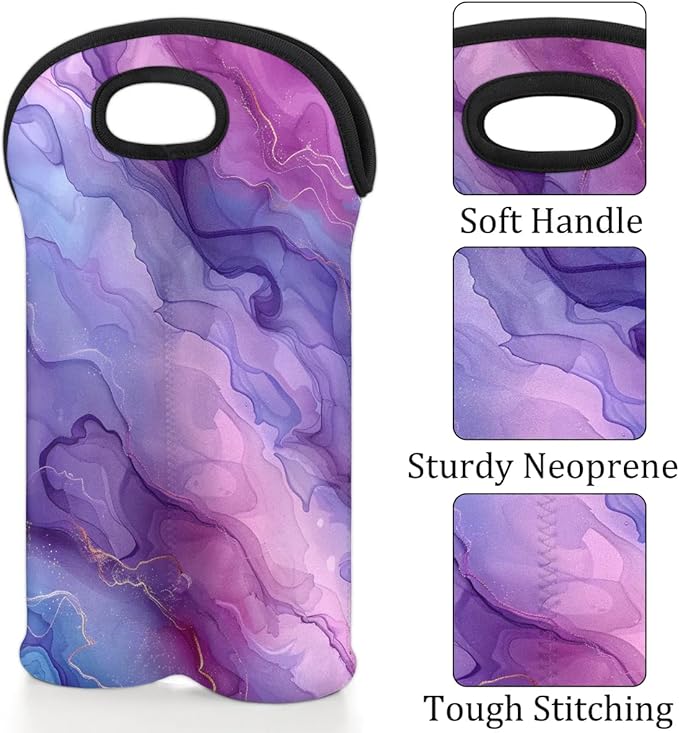 Wine Carrier Tote Personalized Bag for 2 Bottles - Neoprene Wine Bottle Holder with Carry Handle, Wine Protective Bag Insulated Bag Beer Cans Water Bottle Holder for Travel Picnic,Style13