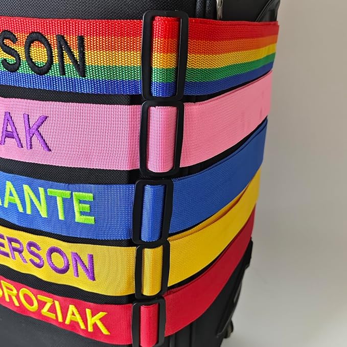 1PC Custom Embroidery Luggage Strap with Your Text/Name,Personalized Luggage Straps with Lock for Suitcases,Adjustable Suitcase Strap Belt Tag for Secure Travel