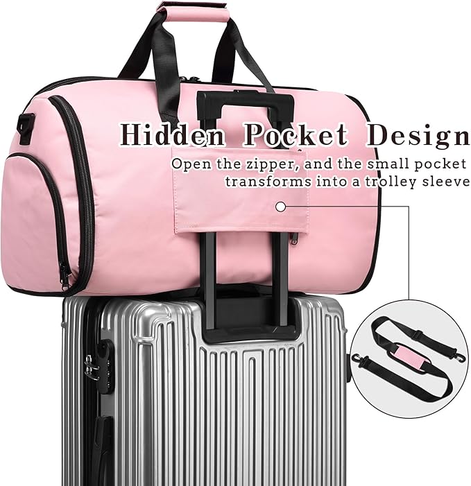 Garment Duffle Bags for Travel, Carry On Garment Duffel Weekender Bag 45L | 2-days Trip,Wrinkle-Free Travel,Separate Shoe Pocket | Overnight Garment Bag for Vacation, Business Trips, Weekend