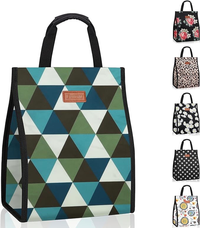 Lunch Bags for Women Insulated Reusable Lunch Tote with Internal Pocket, Lunch Tote bag for Work（Triangle）