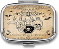 Metal 2 Compartment Pill Organizer Travel Friendly Portable Compact Pill Box Cute Pill Case to Hold Vitamins,Fish Oil,Supplements,Meds,Tablet for Purse,Pocket. (Bottles and Skeletons)