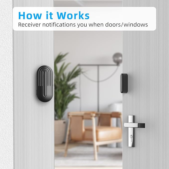 Door Sensor Chime When Door Opens, Door Entry Chime for Business/Home/Office/Store,500 FT Range,26 Chimes 5 Adjustable Volume Door Ringer Alert Black