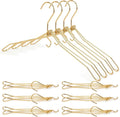 VWV 10P Gold Hanger, 15.35 Inch Fashion Metal Folding Clothes Hanger, Lightweight and Sturdy Folding Clothes Hanger Perfect for Hotels, Traveling, Camping, etc.