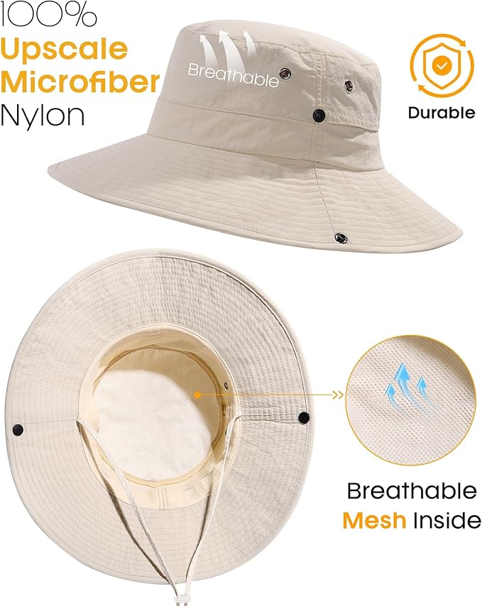 FURTALK Sun Hats for Women Ponytail UPF 50+ Beach Summer Hat Wide Brim Packable Cowboy Hat