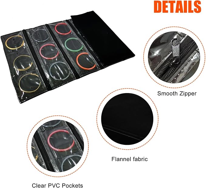 Travel Jewelry Roll Bag Portable Organizer Pouch With Grids&PVC Cover Storage Bags for Necklace, Bracelet, Bracelet,Ring, Badge, Pendant