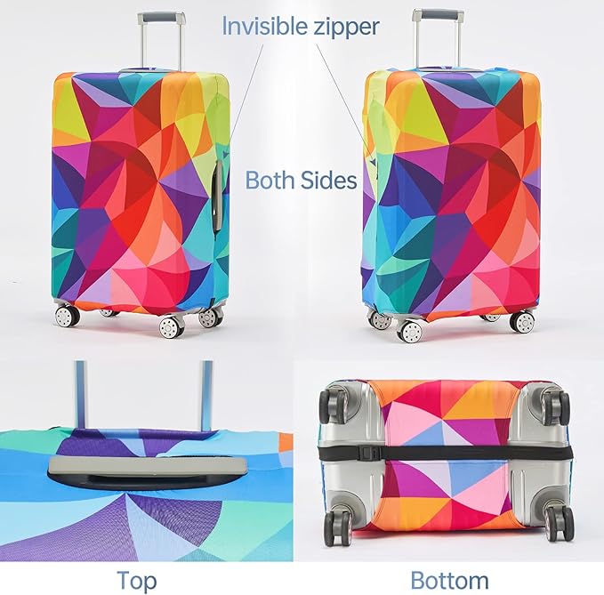 Travelkin Luggage Covers For Suitcase Tsa Approved,Suitcase Cover Protector Fit 18-32 Inch Luggage (Colorful Geometry, XL)
