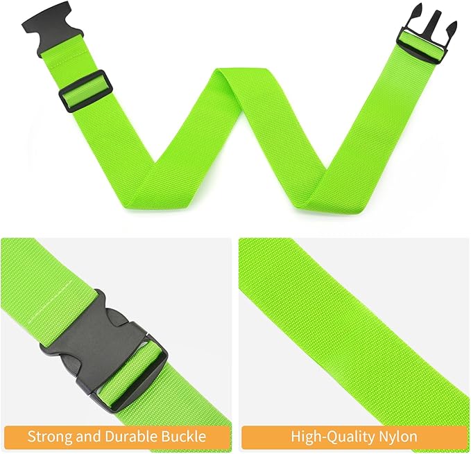 BILIONE 4 Pack Luggage Straps 79" Long Belts Keep Suitcase Secure While Traveling, TSA Approved Add a Bag Premium Accessory for Travel Bag Closure (4 Pcs Green)