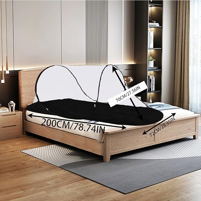 CMINGJ Large Pop Up Mosquito Tent, Portable Foldable Mosquito Net with Bottom for Bed Camping Travel Patio, Suitable for Outdoor Indoor (78 * 28 * 27inch) (Black Bottom)