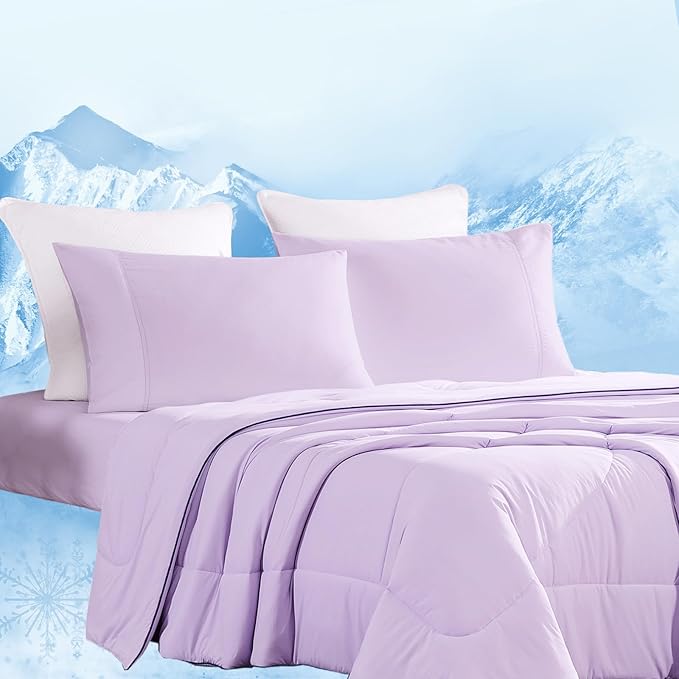 Dream Valley® Outlast® Deepsleep Cooling Comforter, Twin Size, NASA-Grade Space Technology Cooling Blanket for Hot Sleepers Night Sweats, Q-Max > 0.45 Aerocool™ Breathable, Lavender Fog, 68"x90"