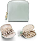 Vlando Small Jewelry Travel Case,Jewelry Pouch Bags with Zipper,Velvet Jewelry Organizer Storage Bag for Bracelet Rings Earring Travel Essentials Gifts for Women Girl-Mint Green