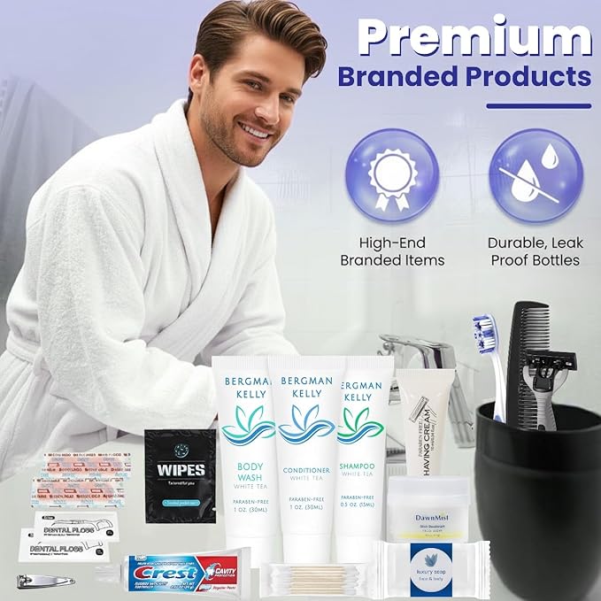 Trektote Bulk Hygiene Kit For Men And Women – (5 Pack) 20 Piece Set Of Travel Size Toiletries, TSA Compliant, Bulk Travel Essentials, Includes Shampoo And Conditioner, Body Wash, Toiletry Bag & More