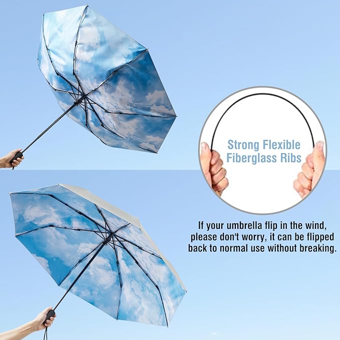 G4Free UPF 50+ UV Protection Large Travel Umbrella 42/46 Inch Auto Open Close Windproof Sun Blocking Umbrella