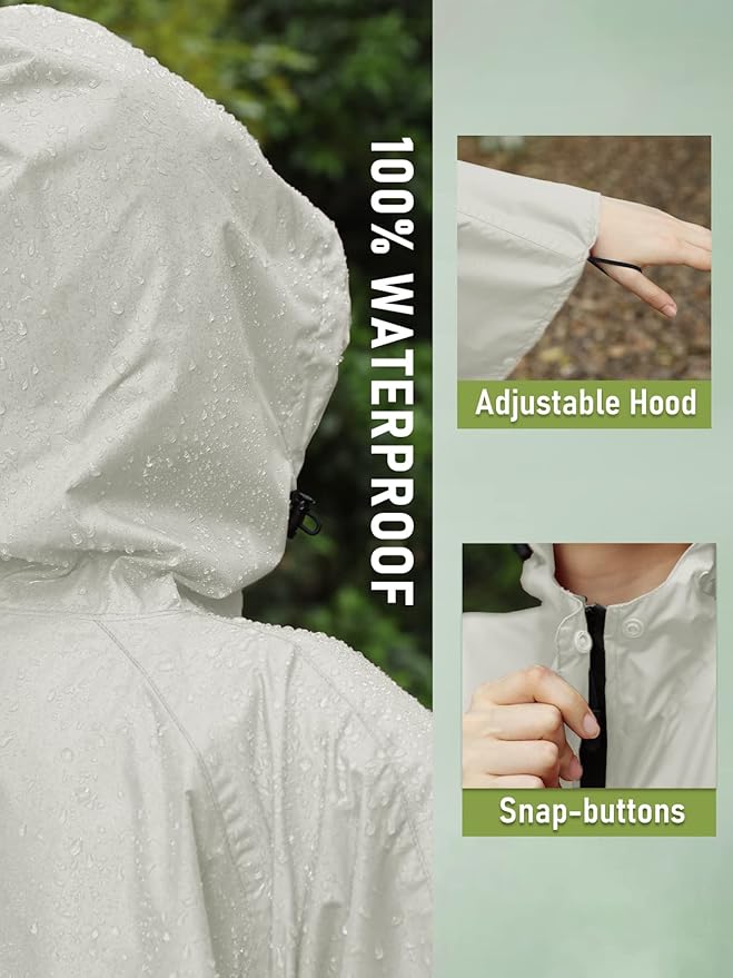 SaphiRose Unisex Rain Poncho Hooded Waterproof Raincoat for Adults Women