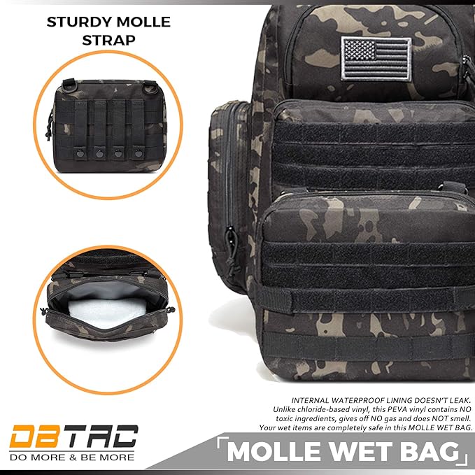 Diaper Bag Backpack for Dad, DBTAC Large Baby Nappy Bag for Men w/Changing Mat, Insulated+Wipe Pockets, Stroller Straps, Black Camo