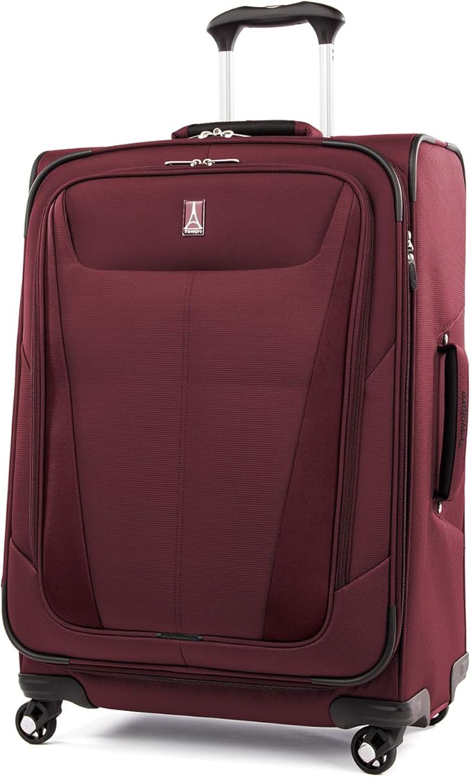 Travelpro Maxlite 5 Softside Expandable Checked Luggage with Spinner Wheels, Lightweight, 25-Inch — Burgundy