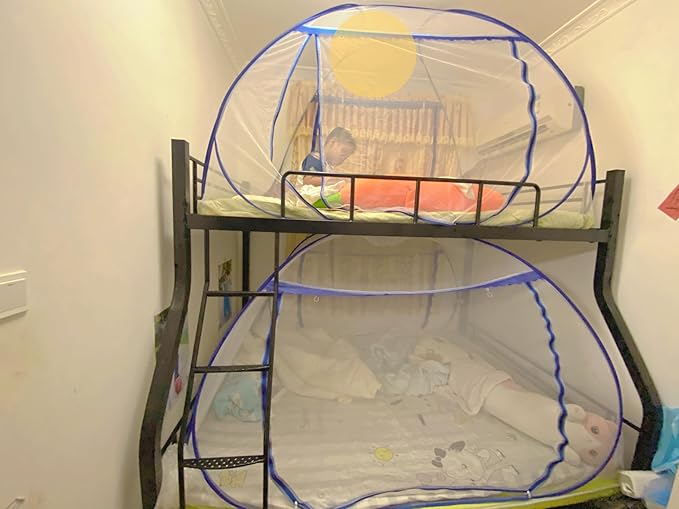 Pop-up Mosquito net Double Bed,L79x W59 x H59 in Double Door Zip Portable Tent Travel Mosquito net Free-Standing use one Compartment to Install Suitable for Bedroom no Hooks,L200*W150*H150CM