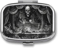 Metal 2 Compartment Pill Organizer Travel Friendly Portable Compact Pill Box Cute Pill Case to Hold Vitamins,Fish Oil,Supplements,Meds,Tablet for Purse,Pocket. (Dark Stage)