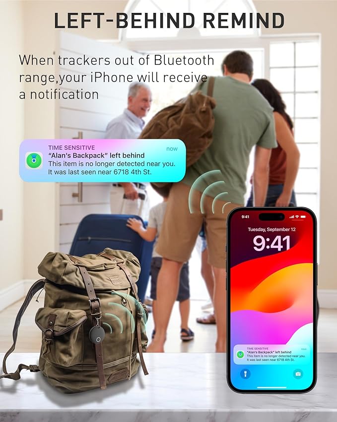 Air Tracker Tags [Apple MFi Certified] (iOS Only), Smart Bluetooth Tracker, Compatible with Apple Find My, Item Locator for Keys, Luggage, Wallet, Suitcase, Bags, IP67 Waterproof