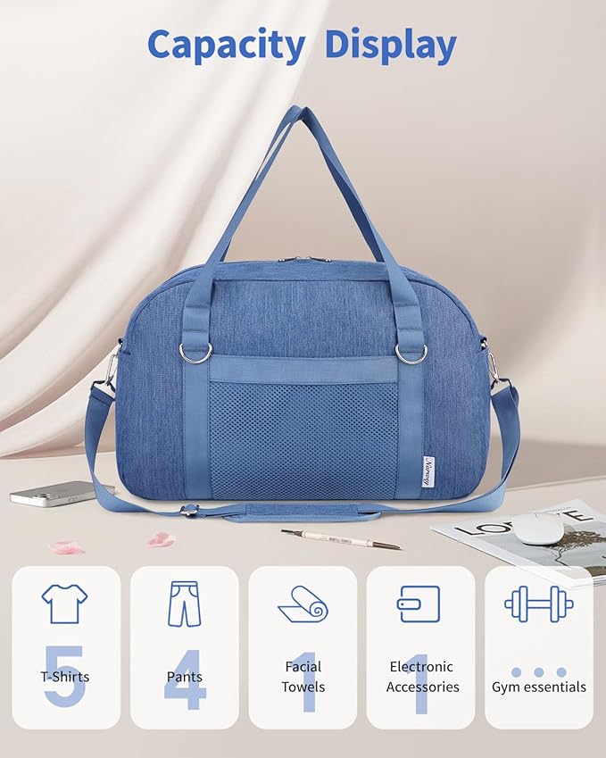 Narwey For Spirit Airlines Personal Item Bag 18x14x8, Small Duffle Bag for Travel Duffel for Traveling, Carry on Bag for Airplanes Underseat Overnight for Women and Men (Navy Blue)