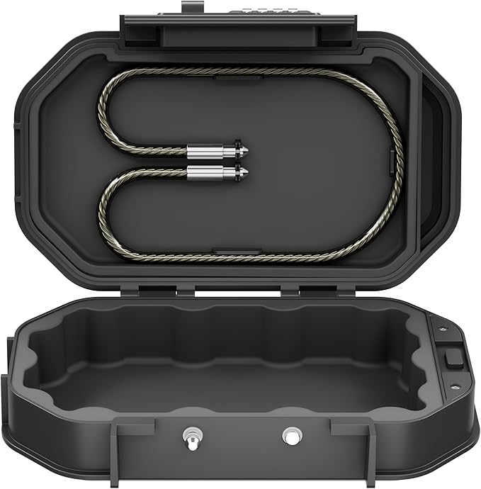 portable Safe Box, Combination Security Case LockBox with Code, Waterproof Anti-Theft Mini Travel Safe Box with Removable Chain, Portable Lock Box for Home, Office, Christmas
