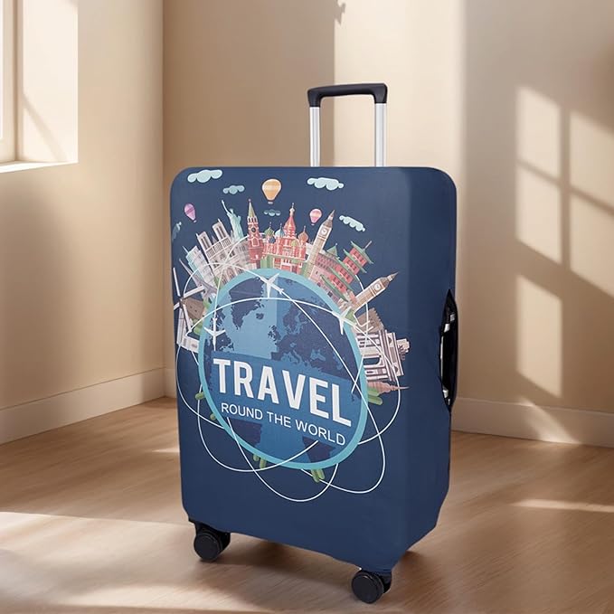 WUJIAONIAO Travel Luggage Cover Baggage Suitcase Cover Protector Skins 18-32 Inch (A9 TRAVEL, XL (for 29-32 inch luggage))