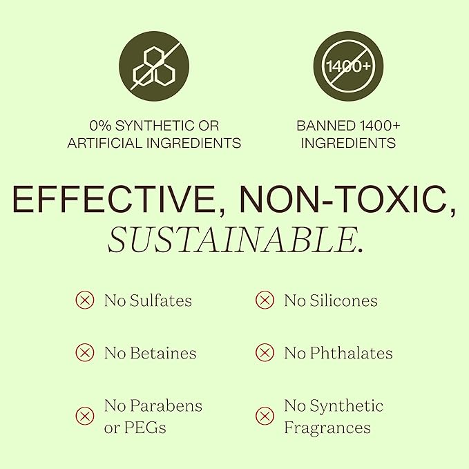 Non Toxic Vegan Shampoo with Organic Ingredients, Apple Cider Vinegar & Tea Tree Oil - Sulfate Free, Color Safe, Paraben Free, Gluten Free, Cruelty Free, pH Balanced